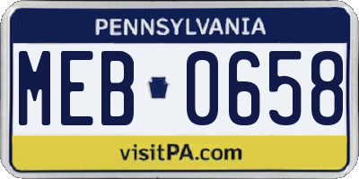 PA license plate MEB0658