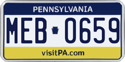 PA license plate MEB0659