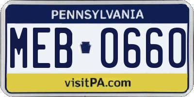 PA license plate MEB0660