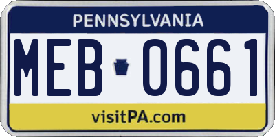PA license plate MEB0661