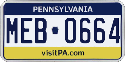 PA license plate MEB0664