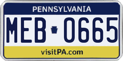 PA license plate MEB0665