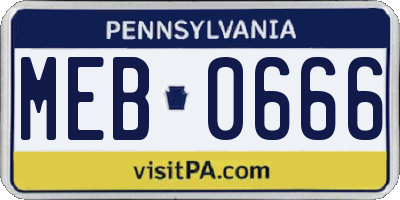 PA license plate MEB0666