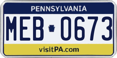 PA license plate MEB0673