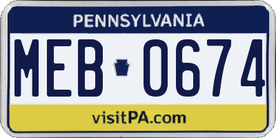 PA license plate MEB0674