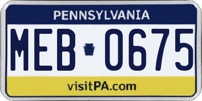 PA license plate MEB0675