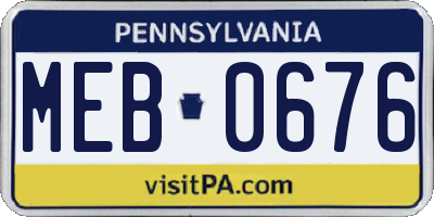 PA license plate MEB0676