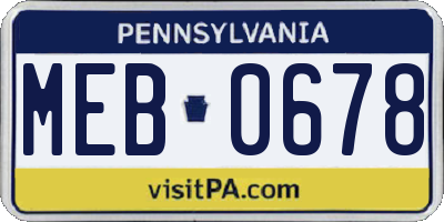 PA license plate MEB0678
