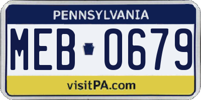 PA license plate MEB0679