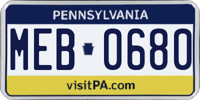 PA license plate MEB0680