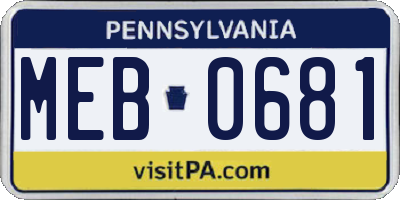 PA license plate MEB0681