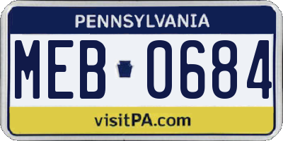 PA license plate MEB0684