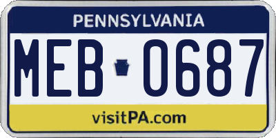 PA license plate MEB0687