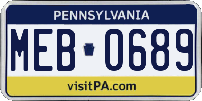 PA license plate MEB0689