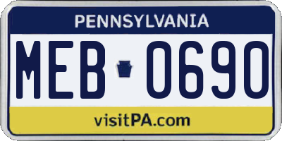 PA license plate MEB0690
