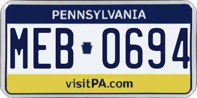 PA license plate MEB0694