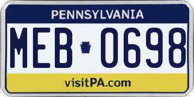 PA license plate MEB0698
