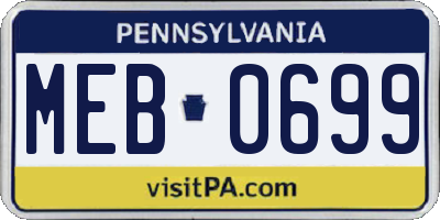 PA license plate MEB0699
