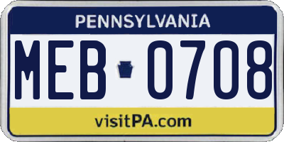 PA license plate MEB0708