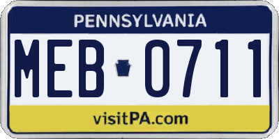 PA license plate MEB0711