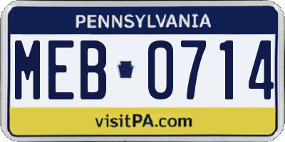 PA license plate MEB0714