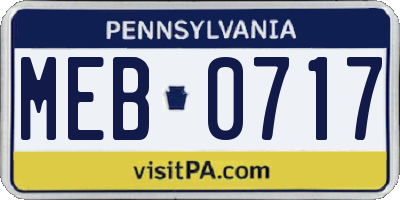 PA license plate MEB0717