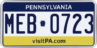 PA license plate MEB0723