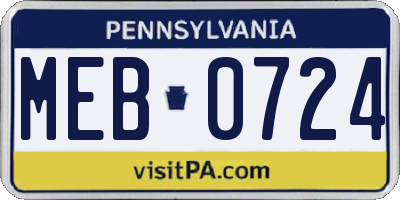 PA license plate MEB0724