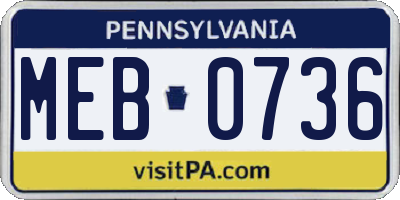 PA license plate MEB0736