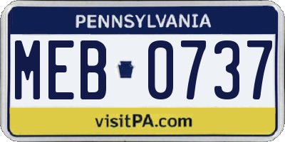 PA license plate MEB0737