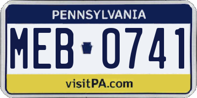 PA license plate MEB0741