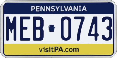 PA license plate MEB0743