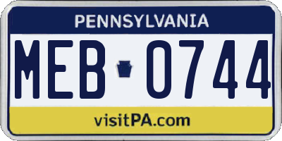 PA license plate MEB0744
