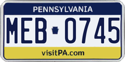 PA license plate MEB0745