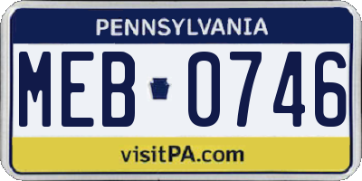 PA license plate MEB0746