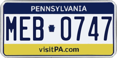 PA license plate MEB0747