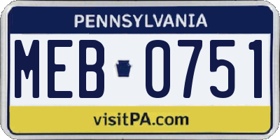 PA license plate MEB0751