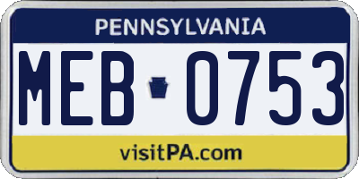 PA license plate MEB0753