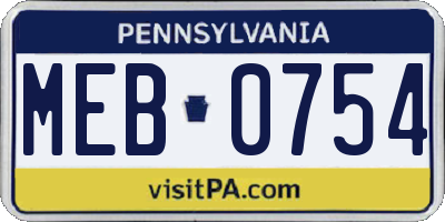PA license plate MEB0754