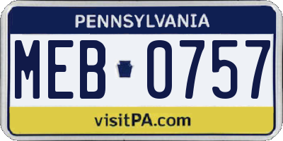 PA license plate MEB0757