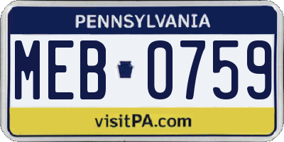 PA license plate MEB0759