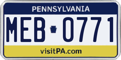 PA license plate MEB0771