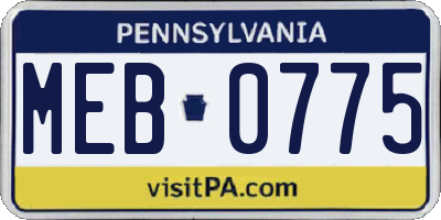 PA license plate MEB0775