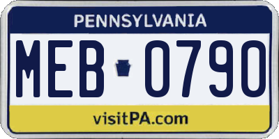 PA license plate MEB0790