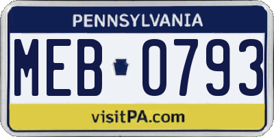 PA license plate MEB0793
