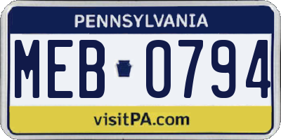 PA license plate MEB0794