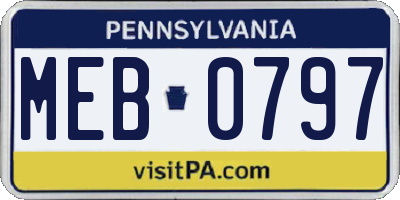 PA license plate MEB0797