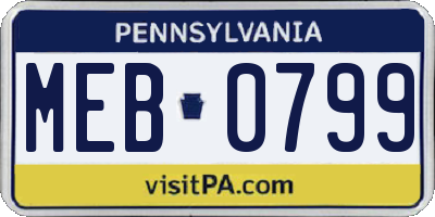 PA license plate MEB0799