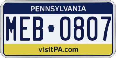 PA license plate MEB0807