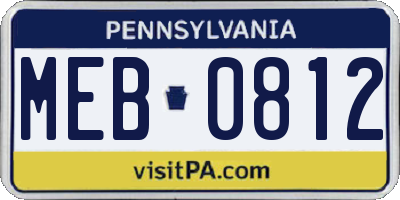 PA license plate MEB0812